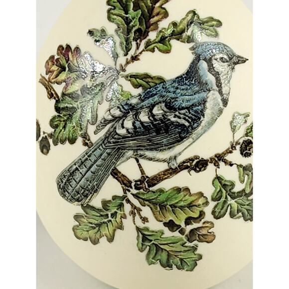 Paperweight Blue Jay Egg Bird Ceramic 2 3/4" Hand Painted Home Decor 90s Accent - Picture 2 of 12